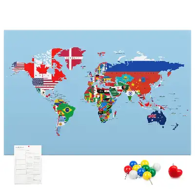 Printed Cork Board Flag map