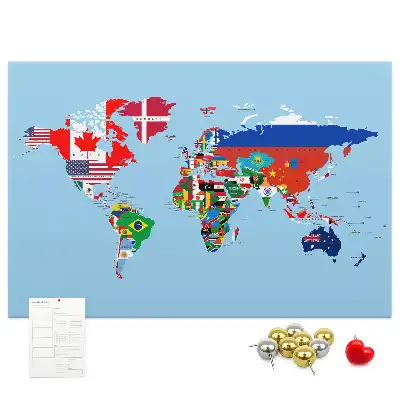 Printed Cork Board Flag map
