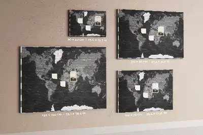 Printed Cork Memo Board Black world map
