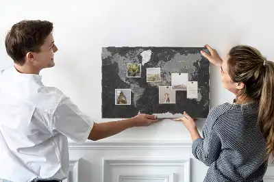 Printed Black World Map Cork Memo Board
