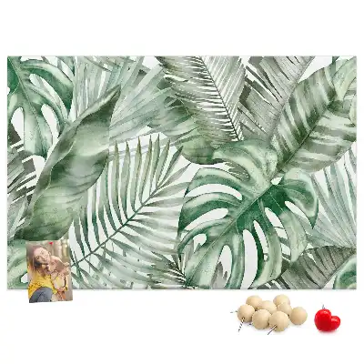 Cork memo board with plant leaves design