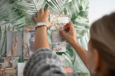 Cork memo board with plant leaves design