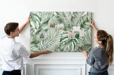 Cork memo board with plant leaves design