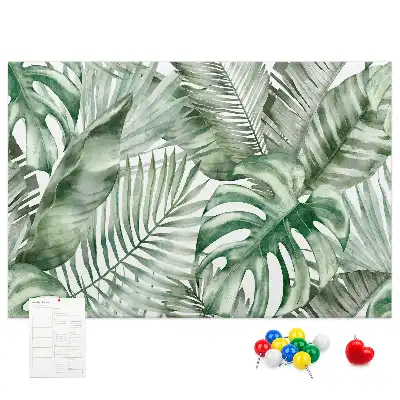 Cork memo board with plant leaves design