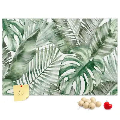 Cork memo board with plant leaves design