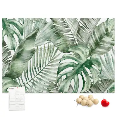 Cork memo board with plant leaves design