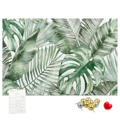 Cork memo board with plant leaves design