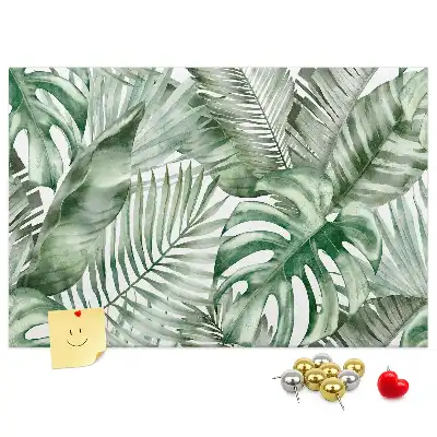 Cork memo board with plant leaves design