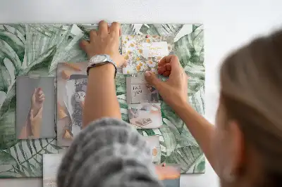 Cork memo board with plant leaves design