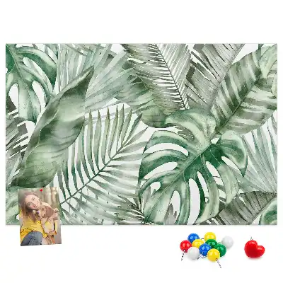 Cork memo board with plant leaves design