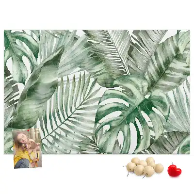 Cork memo board with plant leaves design