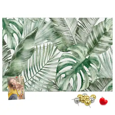 Cork memo board with plant leaves design