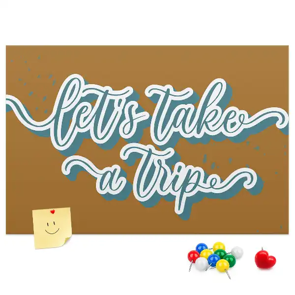Printed Let's Go on a Trip Cork Board