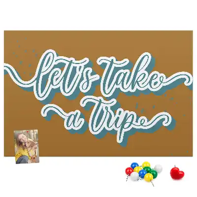 Printed Let's Go on a Trip Cork Board