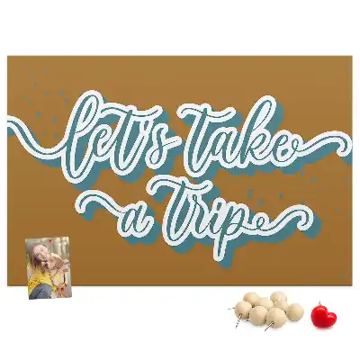 Printed Let's Go on a Trip Cork Board