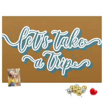 Printed Let's Go on a Trip Cork Board