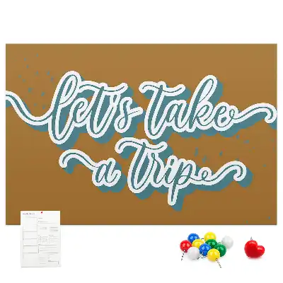 Printed Let's Go on a Trip Cork Board