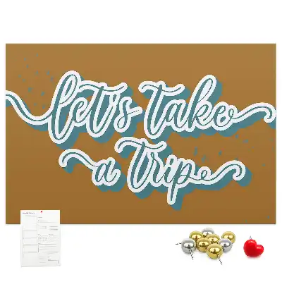Printed Let's Go on a Trip Cork Board
