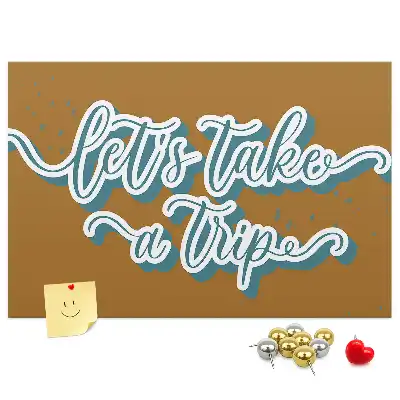 Printed Let's Go on a Trip Cork Board
