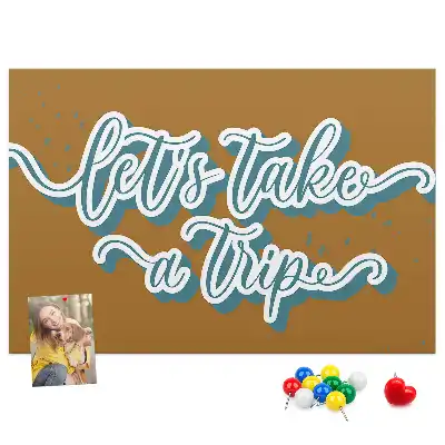 Printed Let's Go on a Trip Cork Board
