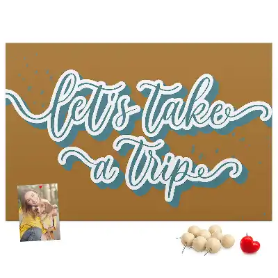 Printed Let's Go on a Trip Cork Board