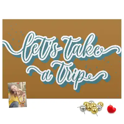 Printed Let's Go on a Trip Cork Board