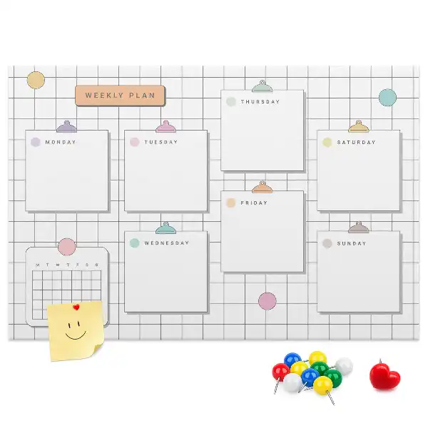 Weekly Planner Printed Cork Memo Board