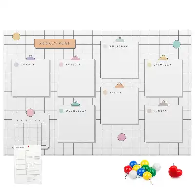 Weekly Planner Printed Cork Memo Board