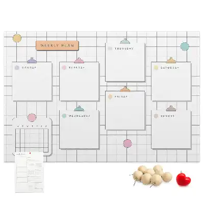 Weekly Planner Printed Cork Memo Board