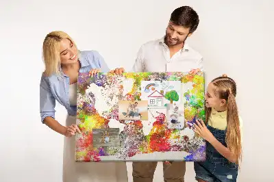 Printed Cork Board Watercolor world map
