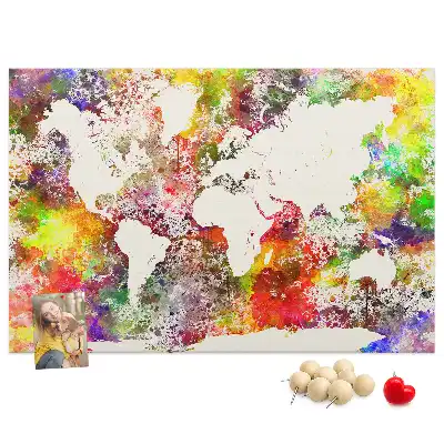 Printed Cork Board Watercolor world map