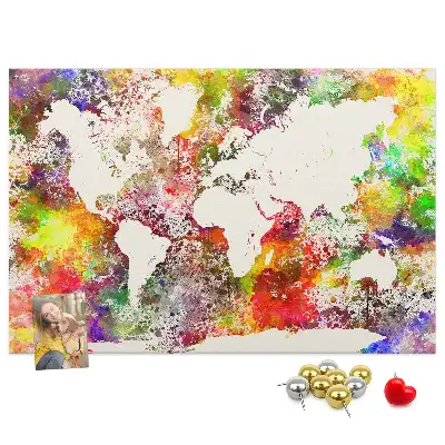 Printed Cork Board Watercolor world map