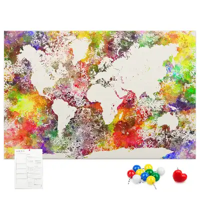 Printed Cork Board Watercolor world map