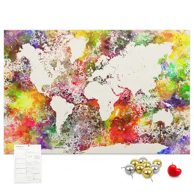 Printed Cork Board Watercolor world map