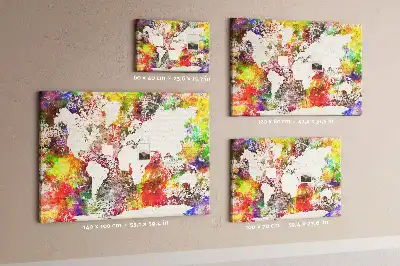 Printed Cork Board Watercolor world map