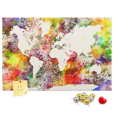 Printed Cork Board Watercolor world map