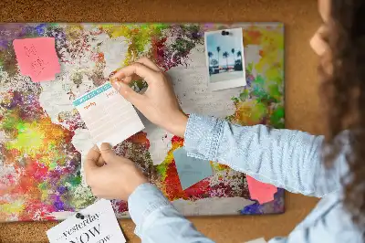 Printed Cork Board Watercolor world map