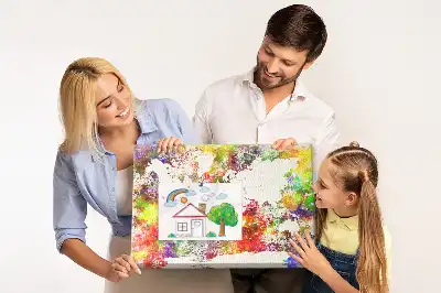 Watercolor World Map Printed Cork Board