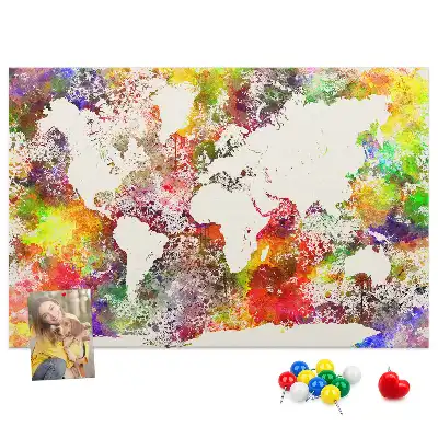 Printed Cork Board Watercolor world map