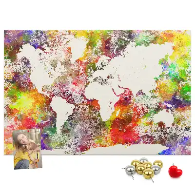 Printed Cork Board Watercolor world map