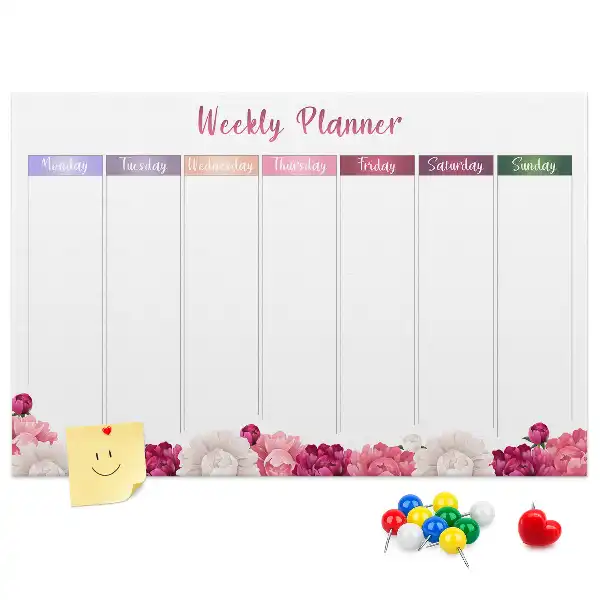 Weekly Floral Printed Cork Memo Board