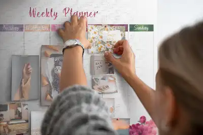 Weekly Floral Printed Cork Memo Board
