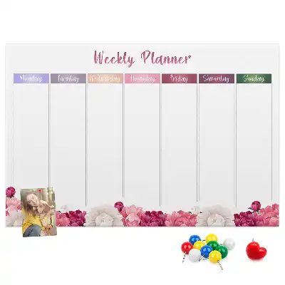 Weekly Floral Printed Cork Memo Board