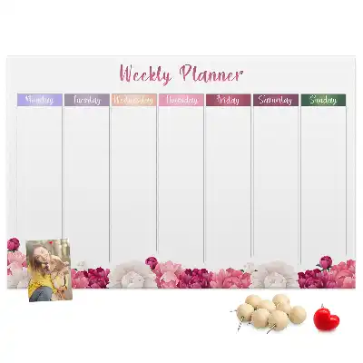 Weekly Floral Printed Cork Memo Board