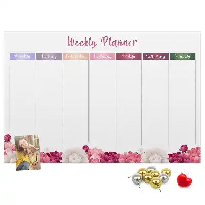 Weekly Floral Printed Cork Memo Board