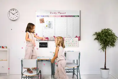 Weekly Floral Printed Cork Memo Board