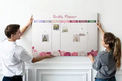 Weekly Floral Printed Cork Memo Board