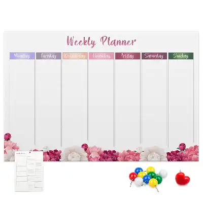 Weekly Floral Printed Cork Memo Board
