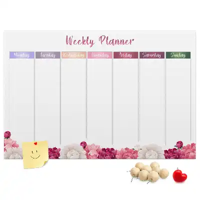 Weekly Floral Printed Cork Memo Board