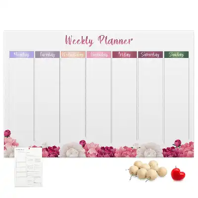 Weekly Floral Printed Cork Memo Board